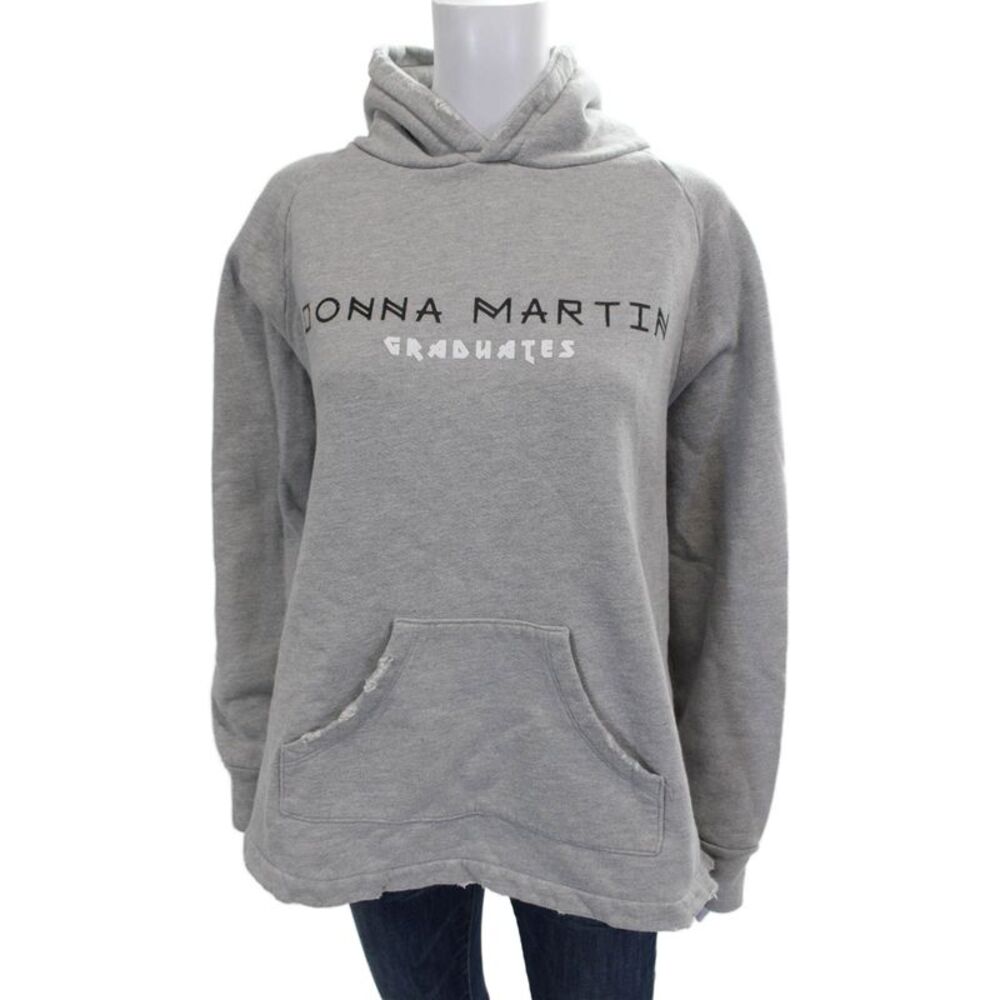 Baja East Unisex Pullover Hoodie Gray Cotton Crew Neck Long Sleeve Size 2